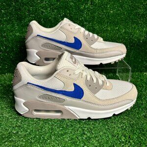 Nike Air Max 90 Mens Size 7.5 White Racer Blue College Grey Shoes DM0029-110